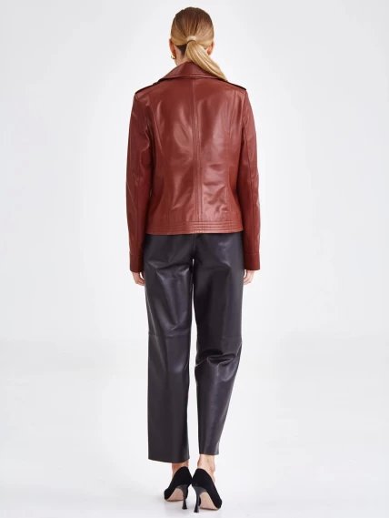 Короткая женская кожаная куртка на пуговицах премиум класса 304н, виски, размер 46, артикул 23320-5